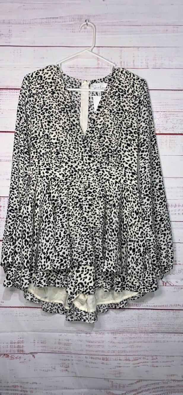 New With Tags Sweet Lemon Leopard Print Boutique Romper